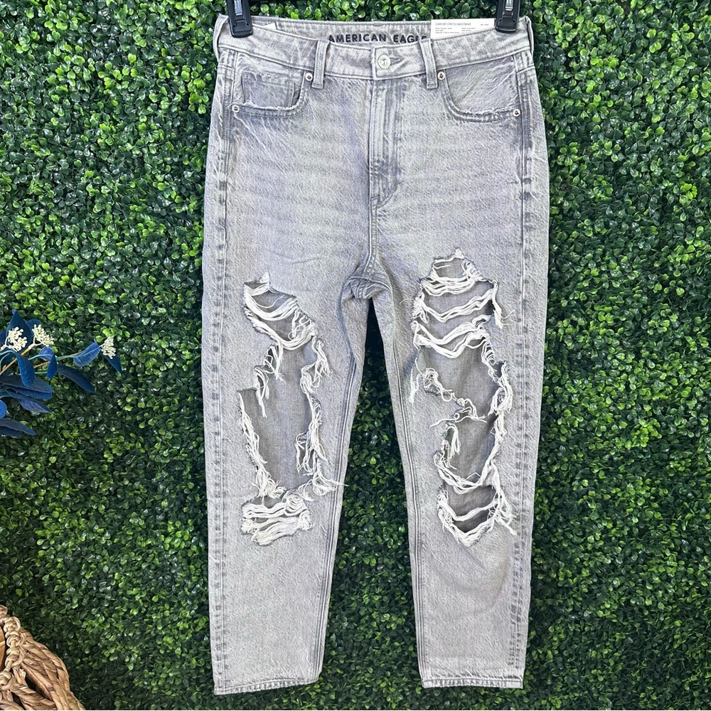 Nwt American eagle mom straight haze grey comfort stretch nwt